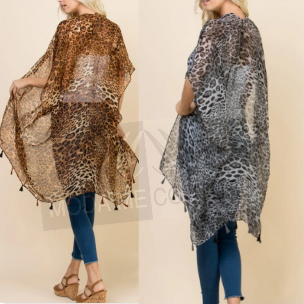 DARYA Gray OR Brown Leopard Kimono - Picture 3 of 3